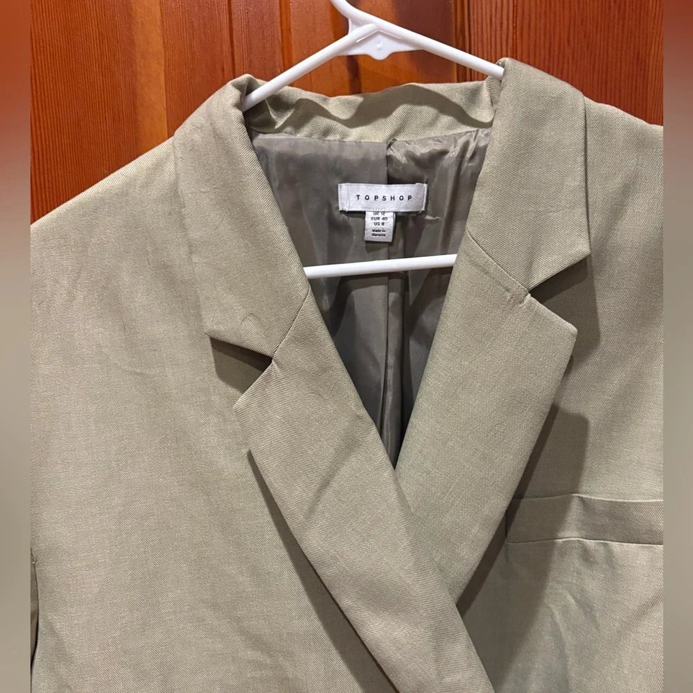 Topshop Tailored Dad Blazer Dress in Sage - Picture 8 of 17